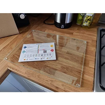 Image of Glass Chopping Board 40x30cm : Clear Worktop Saver for Kitchens Durable, Hygienic Savers Scratch Resistant, Heat Proof, Easy Clean
