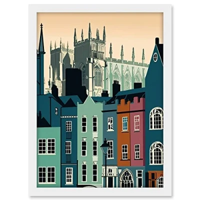 Image of Artery8 York Minster and Shambles Street Cityscape Artwork Framed A3 Wall Art Print