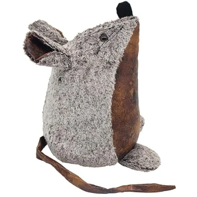 Image of Faux Leather Mouse Design Doorstop Brown