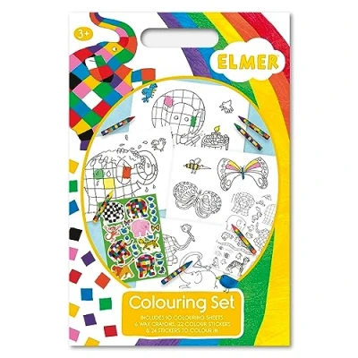 Image of Robert Frederick Children&#039;s Colouring Set with Crayons and Stickers, Multicoloured, A4