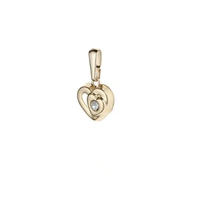 Image of Funkyrox 9ct Yellow Gold deep stamped double heart shape with crystal centre pendant/without chain
