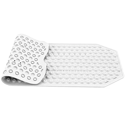Image of Tatkraft Secure White Non Slip Bath Mat for Inside Shower/Bath 40x103cm (16x40in) Anti Mould Durable Natural Rubber Bathtub Safety Elderly and Kids Premium Italian Quality