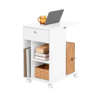 Image of Mobile C shaped Side Table Coffee with Tablet Holder,FBT148 W Sobuy