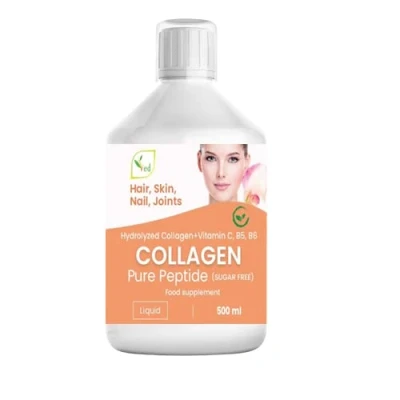 Image of Liquid Collagen Peptides Supplement, Faster Absorption Dietary Hydrolyzed Drink, Skin, Muscles, Hair, Nail Growth, for Women, Men, Unflavored 500 ml (Sugar Free)