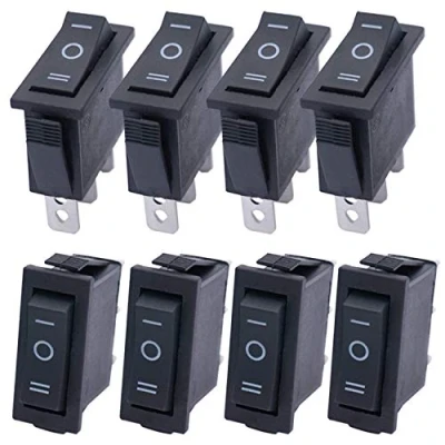 Image of Taiss/8Pcs Black Rocker Toggle Switch On/Off/On SPDT 3 Pin Position KCD3 AC 250V 125V/20A 103 BK
