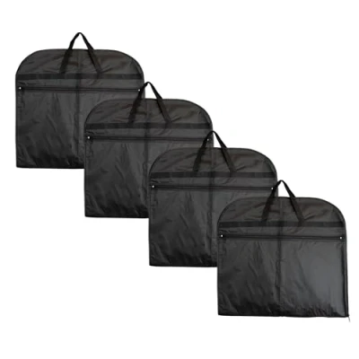 Image of Hoesh 44&quot; &amp; 54&quot; Black Waterproof and Breathable Suit Carriers Dress Garment Bag For Travel Clothes Covers With Webbing Handles Pack of 4 (24&quot;x44&quot;)