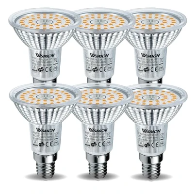 Image of WSMCN E14 LED Bulb 6.5W, 90W Equivalent Small Screw Light Bulb, Warm White 2700K 665LM, Non Dimmable, Energy Saving R50 Reflector Bulbs, Pack of 6