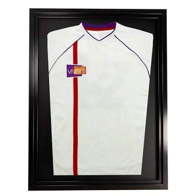 Image of Vivarti DIY Tapered Adult Standard Sports Shirt Display Frame for Football Shirt, Rugby Band T Shadow Box 60 x 80cm Black Frame, Inner Backing Card