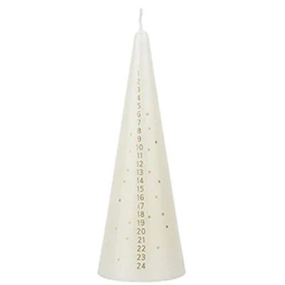 Image of Elegant Advent Candle in Red Ivory Or White, 15cm Cone Shape with Countdown to Christmas Day (Ivory)