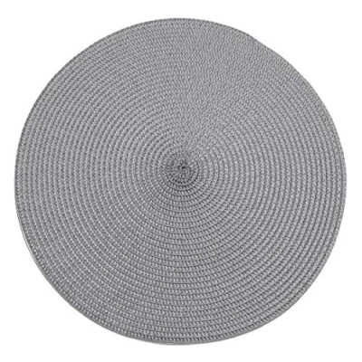 Image of Walton &amp; Co Storm Grey Circular Ribbed Placemat