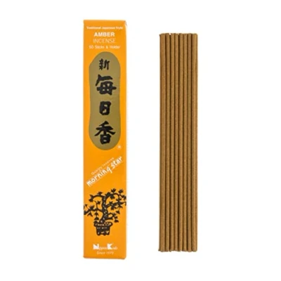 Image of Nippon Kodo Morning Star Amber Incense Japanese Style 50 Bars Includes Censer