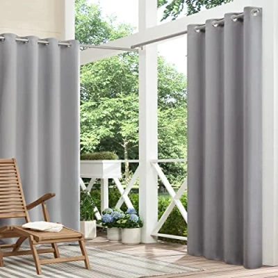 Image of ECLIPSE Bradford Versatile Blackout Waterproof Grommet Window Curtain for Indoor or Outdoor (1 Panel), 52 in x 63 in, White