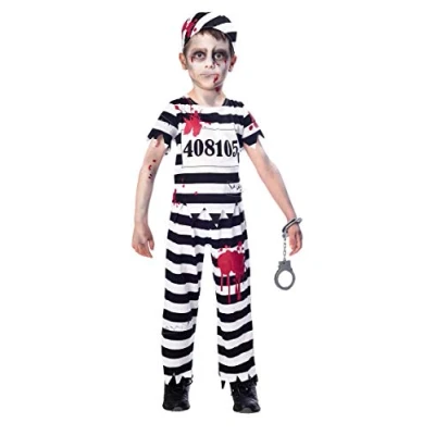 Image of amscan 9902660 Kids Zombie Convict Boys Halloween Fancy Dress Costume Age: 11 12 Years