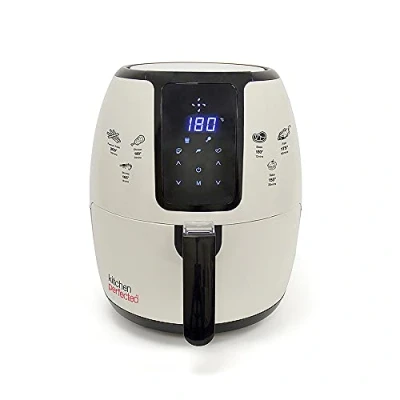 Image of Kitchen Perfected® 4L XL Family Sized Digi Touch AIRFRYER Portable Fryer / Grill Oven Steamer Uses 80% Less Oil. 1500w Extra Large Power Air in Cream and Black