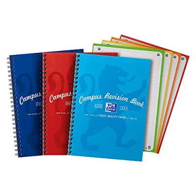 Image of 4 Subject Notebook Oxford Campus, A4 Notebook, Wirebound, Assorted Colours, Pack of 3