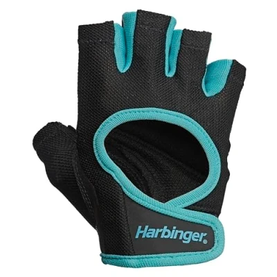 Image of Harbinger Power Women&#039;s Weight Lifting Gloves, Leather Palm Protection, Workout Fitness Blue, L