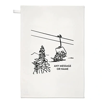 Image of Personalised Ski Lift Tea Towel Dish Cloth