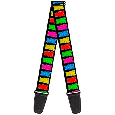 Image of Buckle Down GS W30742 &quot;Gummy Bears Black/Multi Color&quot; Guitar Strap