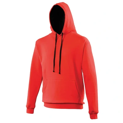 Image of AWDis Men&#039;s Varsity Hoodie, Multicoloured (Fire Red/Jet Black), XX Large
