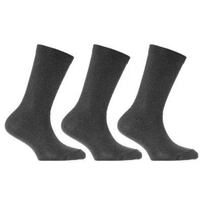 Image of Childrens/Kids Plain School Socks With Lycra (Pack Of 3) (UK Shoe: 4 6 (Age: 13+ years)) (School Grey)