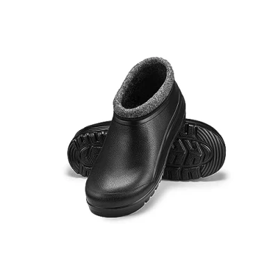 Image of ESTRO Fur Lined Wellies Men Mens Ankle Garden Clogs Short Wellington Boots Gardening K042 (7 UK, Black)