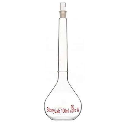 Image of stonylab Glass Volumetric Flask Class A with Stopper, Borosilicate Heavy Wall Tolerance ±0.10ml, 100ml