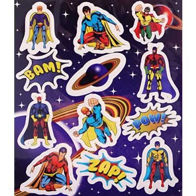 Image of Anila&#039;s Complete Superhero Themed 10 Party Bag Fillers &amp; Favours Sheets of Stickers. (Ideal for Children Aged 3 8)