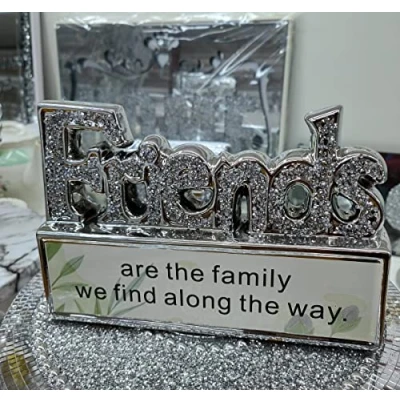 Image of Biznest Silver Petals Crushed Diamond Friends Crystal Ornament Family Bling Shelves Display