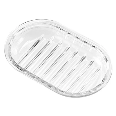 Image of InterDesign Plastic Bar Soap Holder for Bathroom, Shower Round, Clear