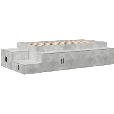 Image of vidaXL Storage Bed Frame Concrete Grey 80x200 cm