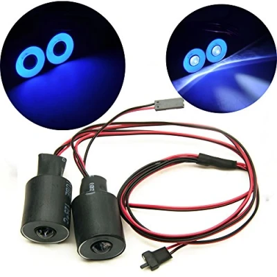 Image of 22mm 2 Leds Angel Eyes LED Light Headlights/Taillight for 1:10 RC Crawler Car (Blue+White)
