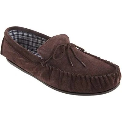 Image of Mokkers Mens Bruce Real Suede Moccasin Slippers (15 UK) (Dark Brown)