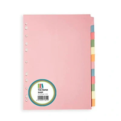 Image of A4 File Dividers 12 Part Subject Card Folder Multi Hole Punched in Assorted Colours Fit All Portrait (1)