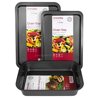 Image of ProChef Brand Non Stick Baking Tray Sets (3 Piece Assorted Trays)