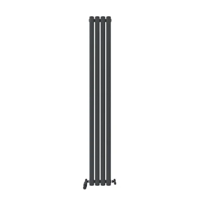Image of VeeBath Montpellier Matt Anthracite Low Carbon Mild Steel Vertical Single Panel Bathroom Heating Radiator 1800 x 240mm