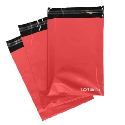 Image of PACKY® 100 Red Postage Bags 12&#039;&#039; x 16&#039;&#039; Self Sealed Parcel 300mm 400mm Strong Waterproof Colour Mailing Eco Friendly Poly Mailers Delivery Courier Shipping Mailer