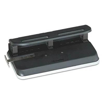 Image of Swingline 2 7 Hole Punch, Semi Adjustable, Heavy Duty Puncher, Easy Touch, 24 Sheet Punch Capacity, Black (74150)
