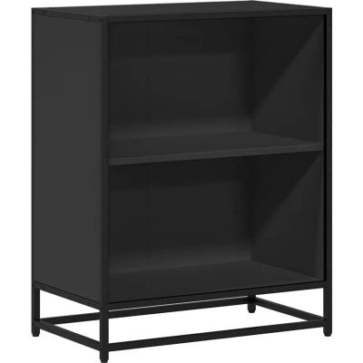 Image of vidaXL book cabinet black 60x35x76 cm engineered wood/metal versatile bookshelf/storage shelf for home/office/modern/industrial style