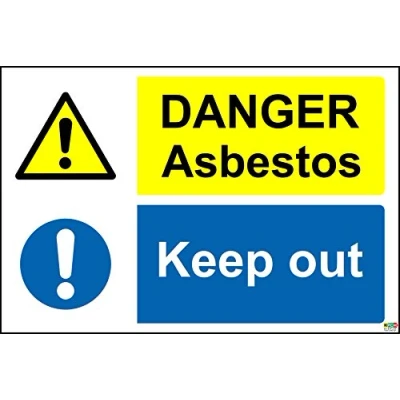 Image of Danger Asbestos Keep Out Sign Self Adhesive Sticker 300mm x 200mm