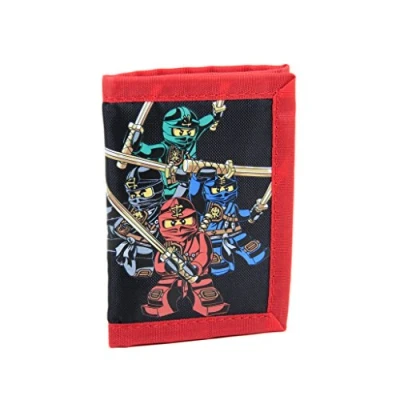 Image of LEGO Trifold Wallet, Kids Unisex Wallet for Boys and Girls, with Clear ID Window, Card Cash Pockets Secure Hook Loop Closure, NINJAGO, One Size, Ninjago