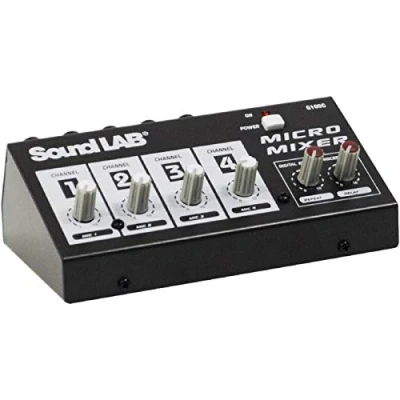 Image of Soundlab 4 Channel Mono Microphone Mixer with Effects