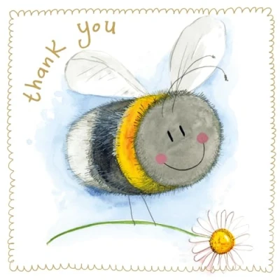 Image of Alex Clark Thank You Foil Card Bee and Daisy Bees Floral Nature Plants Gratitude Designed Printed in the UK…