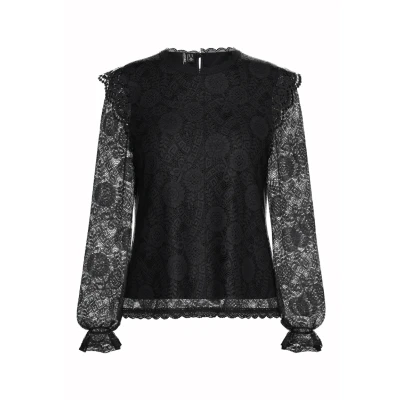 Image of Pieces Pcolline Blouse, Women&#039;s, Size: Medium, Black