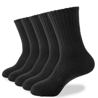 Image of Josnown Mens Thermal Socks, Winter Warm Walking Sock, Thick Cushioned Hiking Work Black Sports Outdoor Socks for Men