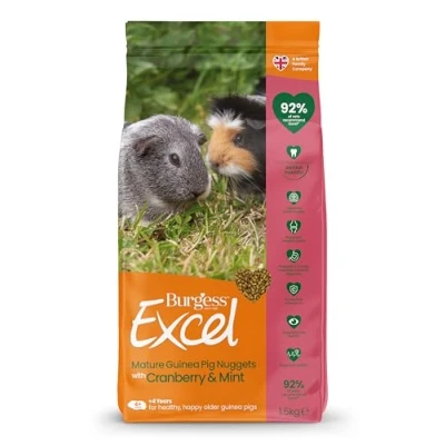 Image of Burgess Excel Mature Guinea Pig Food with Cranberry &amp; Mint, 1.5kg Nuggets for Pigs Vitality Supporting, Pellets