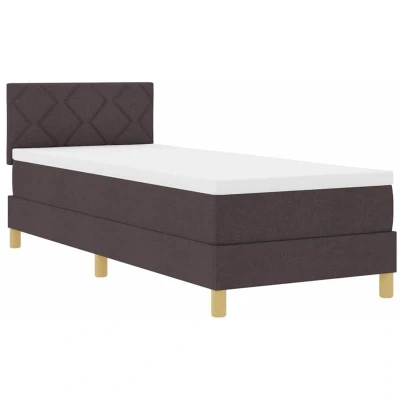 Image of vidaXL Box Spring Bed with Mattress Dark Brown 80x200 cm Fabric