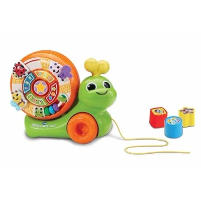 Image of VTech Baby Spinning Activity Snail, 4 Light up Buttons Teach Letters, Numbers, Shapes &amp; Colours, Board with Manipulatives Shape Sorter, Interactive Toy for 12, 24 months +, English version