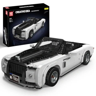 Image of Mould King 10031 Retro Car Building Blocks Sets, Classic Convertible Model Kit, 1:16 Scale Collectible Sports Vehicle for Children Aged 14+/adults (1603 Pieces)