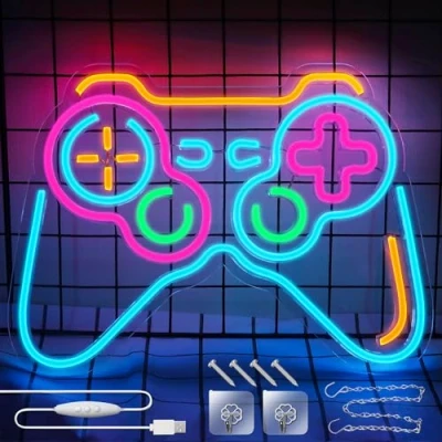 Image of Eufrozy Dimmable Game Neon Sign, Acrylic Gaming LED Light Bedroom Wall Decor Lights Powered by USB with Switch, for Kids, Boys, Gamers, Party Decoration, Man Caves, Birthday Gifts