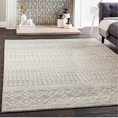 Image of Livabliss Nice Geometric Rug Scandi Runner Rugs Living Room 80x150 cm, Hallway, Kitchen Neutral, Patterned Carpet Runners, Boho Style, Easy Care Large Rug, Light Grey and White